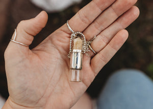Silver & Small Citrine Rollerball Necklace